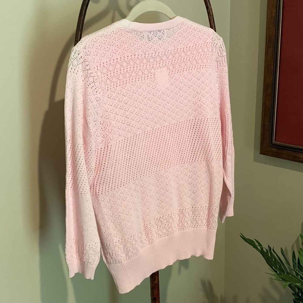 Pink Openwork Cardigan Sweater Set - Picture 4 of 9